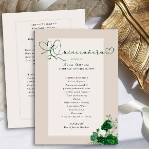 Programa Elegantes Rosas Quinceanera Emerald Green