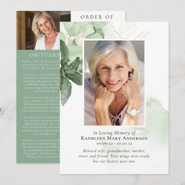 Programa En el servicio conmemorativo de fotos de amor por  (Anverso / Reverso)