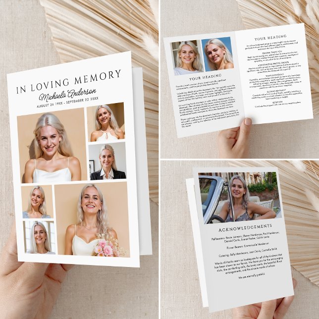 Programa En Memoria Amada Moderno Funeral Plegado de 9 Foto (Subido por el creador)