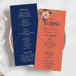 Programa Engranaje floral rústico y Boda azul de la marina