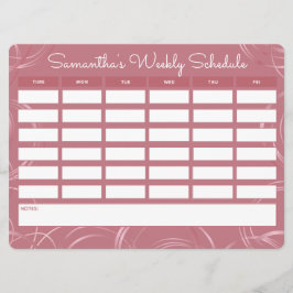 Programa Escolar Semanal de Oro Girly Rosa