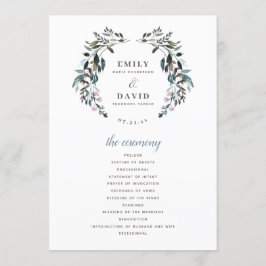 Programa Escudo de jardín | Ceremonia del Boda Floral Azul 