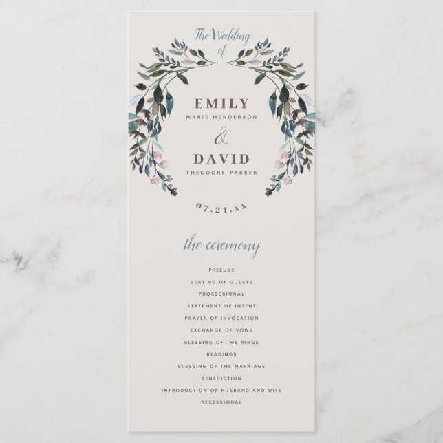 Programa Escudo de jardín | Eggshell | Ceremonia Boda flora (Anverso)