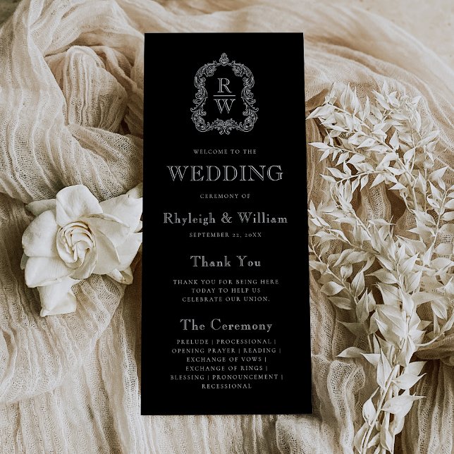 Programa Escudo de monograma Boda negro (Subido por el creador)