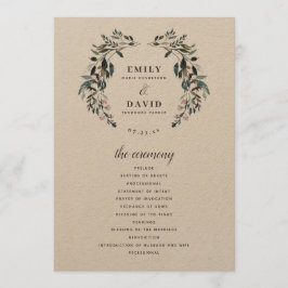 Programa Escudo Jardín Rústico Kraft Boda Floral Ceremonia