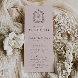 Programa Escudo monograma Boda rosa Rubor