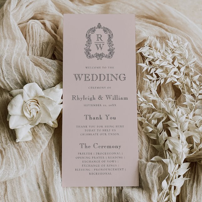 Programa Escudo monograma Boda rosa Rubor (Subido por el creador)