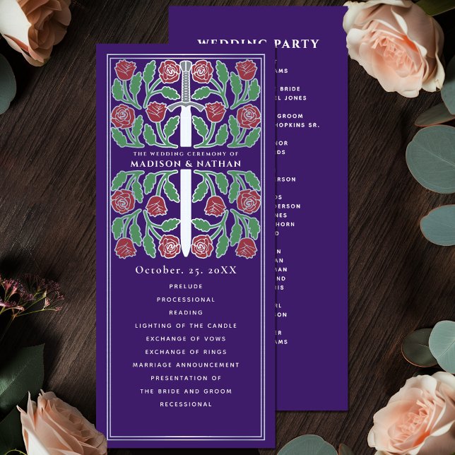 Programa Espada de plata floral medieval púrpura boda real (Subido por el creador)
