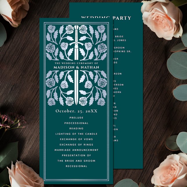 Programa Espada de plata medieval teal para boda real (Subido por el creador)