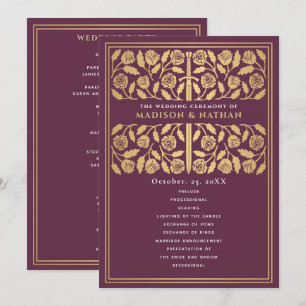 Programa Espada dorada medieval malva para boda real