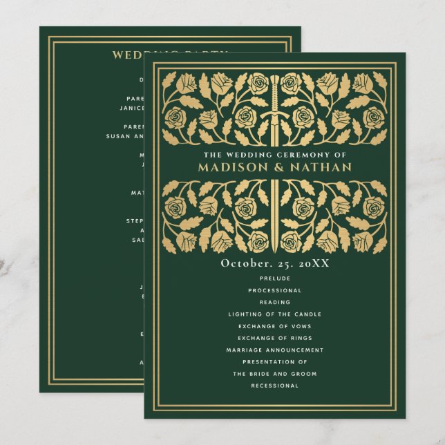 Programa Espada Dorada Medieval Verde Boda Real (Anverso / Reverso)
