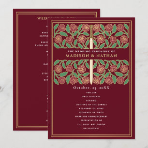 Programa Espada Floral de Oro Medieval Roja Boda Real
