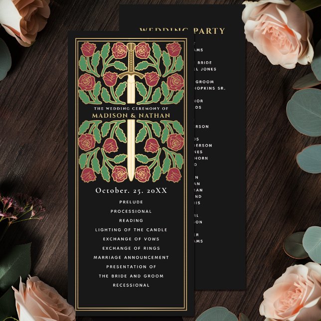 Programa Espada Floral Dorada Medieval Negra Boda Real (Subido por el creador)