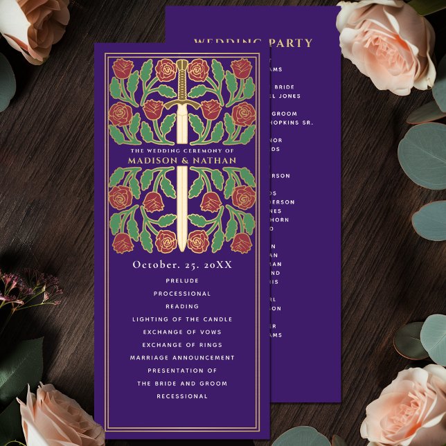 Programa Espada Floral Dorada Medieval Púrpura Boda Real (Subido por el creador)