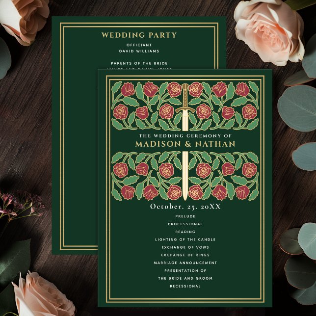 Programa Espada Floral Dorada Medieval Verde Boda Real (Subido por el creador)