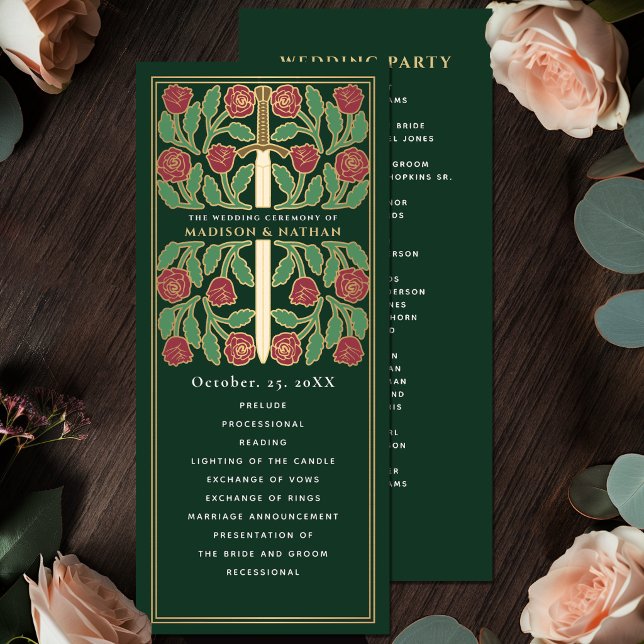Programa Espada Floral Dorada Medieval Verde Boda Real (Subido por el creador)