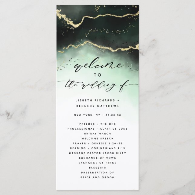 Programa Ethereal Mist Ombre Ceremonia del Boda Verde Esmer (Anverso)