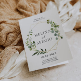 Programa Eucalipto verde geométrico deja Boda doblado