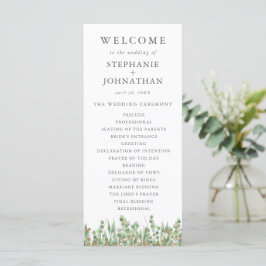 Programa Eucalyptus Green Watercolor & Gold Weddin