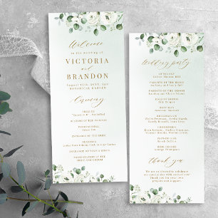 Programa Eucalyptus Greenery boda rústico floral blanca