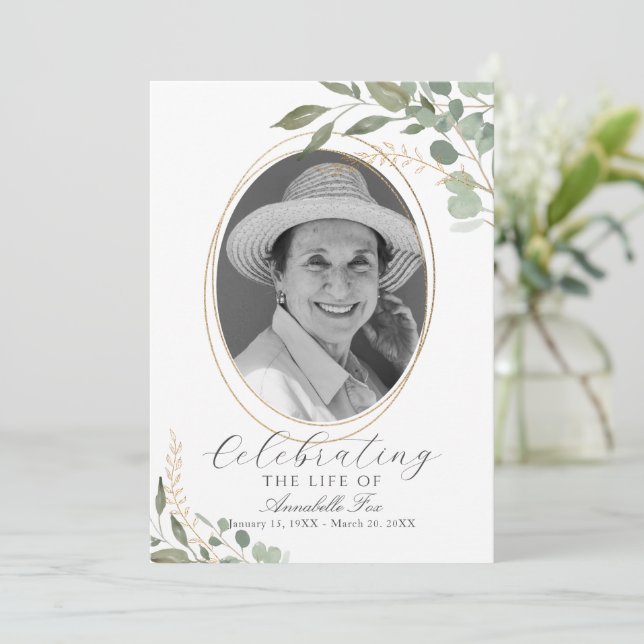 Programa Eucalyptus Photo Funeral Orden De Servici (Anverso de pie)