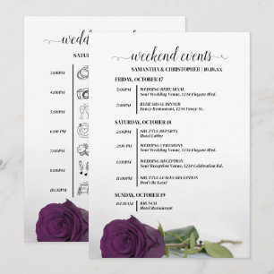 Programa Eventos de Boda de Rosa Púrpura Ciruela Elegante &