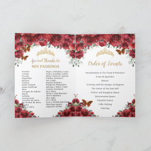 Programa Eventos de la Quinceanera floral roja Princesa Pad