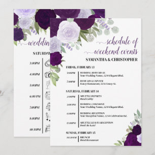 Programa Eventos y Cronología de Boda de Rosas Boho Moradas