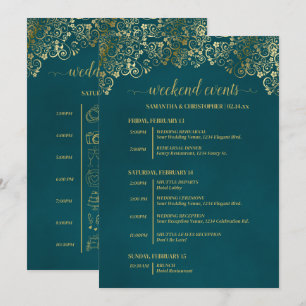 Programa Eventos y Cronología de Boda Elegante Turquesa y D