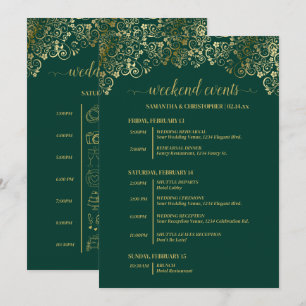 Programa Eventos y Cronología de Boda Verde Esmeralda y Dor