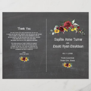 Programa Fall Burgundy Floral Sunflowers Chalkboar