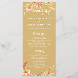 Programa Fall Love Golden Foliage Yellow Wedding Program