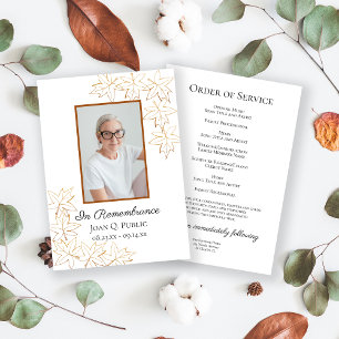 Programa Fall Maple Leaves Edge Funeral Memorial Service