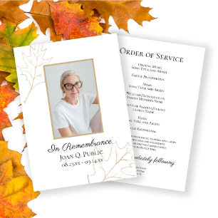 Programa Fall Oak Leaves Funeral Memorial Service