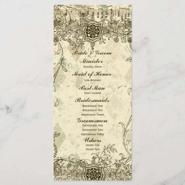 Programa Fancy Antique Music Wedding Program (Anverso)