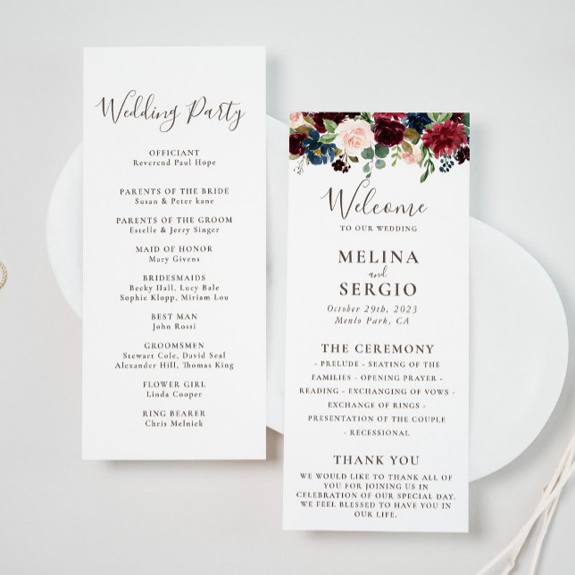 Programa Fancy Classic Flowers Wedding Program (Subido por el creador)