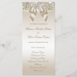 Programa Faux Champagne Secuins Diamond Bow Wedding Program