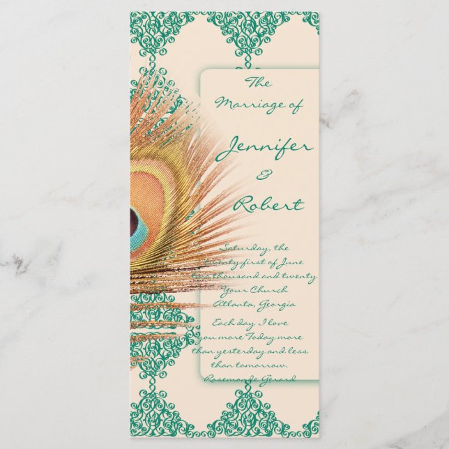 Programa Feather de pavo real sobre el Verde azulado progra (Anverso)