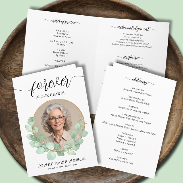 Programa Festín de la celebración moderna de la vida - Fune (Modern Celebration of Life photo funeral folded Order of Service programs)