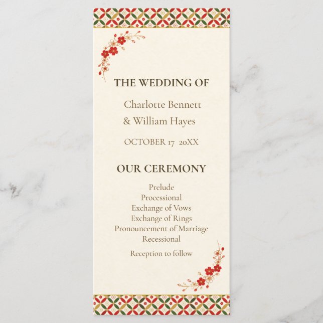 Programa Festive Japanese Blossom Wedding Program (Anverso)