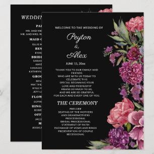 Programa Fiesta de Boda Floral Rosa Púrpura Negra