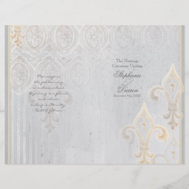 Programa Fleur de Lis Lace Damask 2 Gray Wedding (Anverso)