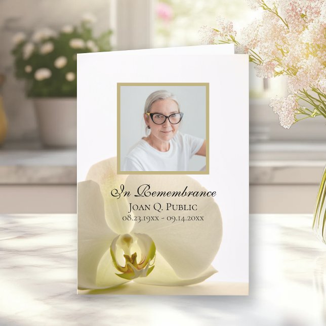 Programa Flor de orquídea plegada en el servicio funeral bl (Subido por el creador)