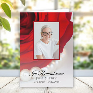 Programa Flor rosa roja y funerales Pearls plegados
