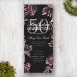 Programa Floral 50th Birthday Rosa Menú Dorado Neg<br><div class="desc">Elegante "Programa de Fiesta de Cumpleaños" con Arreglo Floral en Rosa Oro con texto personalizado.</div>