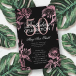 Programa Floral 50th Birthday Rosa Menú Dorado Neg<br><div class="desc">Elegante "Programa de Fiesta de Cumpleaños" con Arreglo Floral en Rosa Oro con texto personalizado.</div>