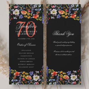 Programa Floral 70th Birthday Gracias Negro