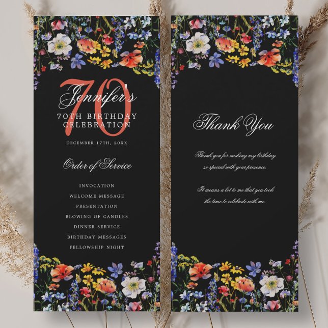 Programa Floral 70th Birthday Gracias Negro (Subido por el creador)