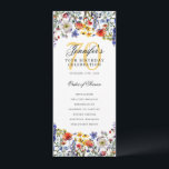 Programa Floral 70th Birthday   Menú   Gracias<br><div class="desc">Elegante diseño del "Programa de fiesta de cumpleaños" con flores silvestres acuáticas y texto personalizado.</div>