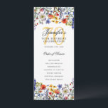 Programa Floral 70th Birthday   Menú   Gracias<br><div class="desc">Elegante diseño del "Programa de fiesta de cumpleaños" con flores silvestres acuáticas y texto personalizado.</div>